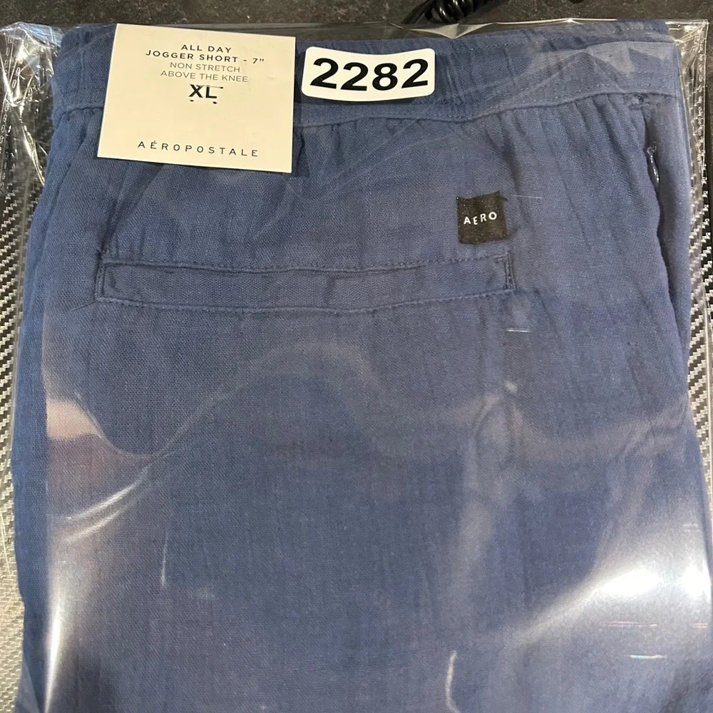 Aeropostale Shorts Mens XL Blue All Day Jogger Floral Embroidered 7 Inseam